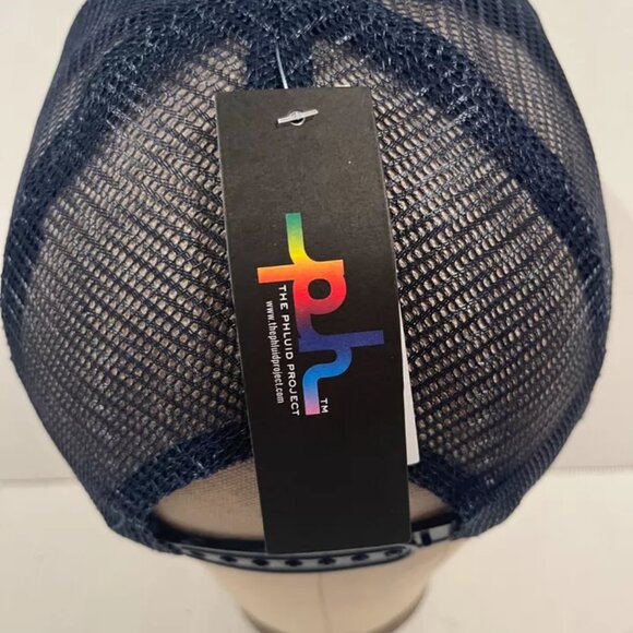 "PROUD" White Navy LGBTQ Rainbow Trucker Mesh Adjustable Phluid Project NEW - Picture 3 of 6